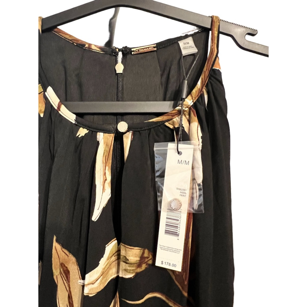 Tahari Black Floral Halter Neck Jumpsuit NWT M - Picture 3 of 6